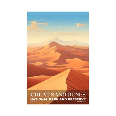 Great Sand Dunes National Park and Preserve Poster, Travel Art, Office Poster, Home Decor | S7 - image1